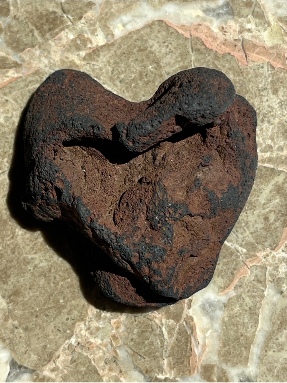 Naturally Heart-Shaped Black Red Volcanic Lava Rocks Lot of 3